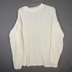 Vintage Bobbie Brooks Ivory Cable Knit Sweater Sz L Textured Knit
